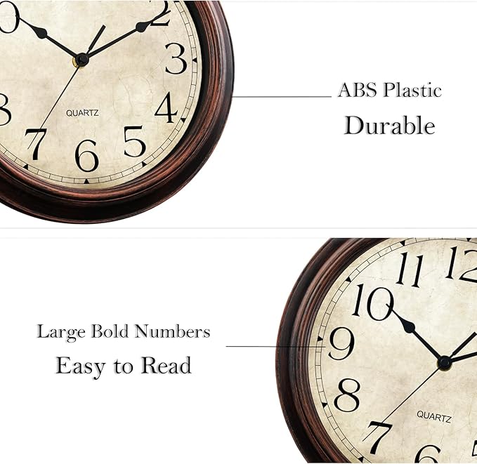 KECYET Wall Clock Battery Operated Vintage Silent Non-Ticking Analog Wall - Image 7