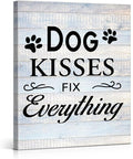 Funny Farmhouse Dog Canvas Wall Art Decor Dog Kisses Fix Everything Rustic Sign by VAHATAN