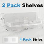 Adhesive Shower Caddy, 2 Pack Acrylic Bathroom Shelves, No Drill Wall Mount - Image 2