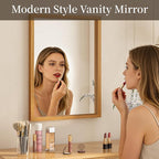 Syndra Natural Wood Frame Bathroom Mirror, 22x30'' Modern Vanity Mirror - Image 4