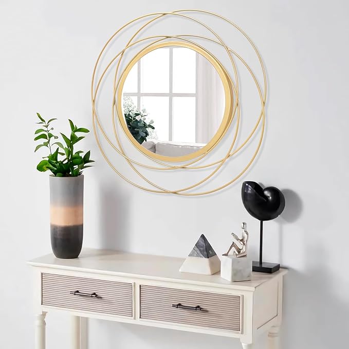 Gold Wall Mirror Mounted Round Decorative Mirrors - Image 5