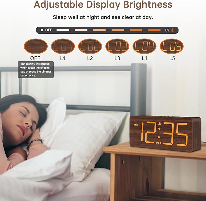 DreamSky Wooden Digital Alarm Clock - Image 4
