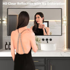 LOAAO 72"X36" Black Rectangle Bathroom Mirror Wall, Matte Black Aluminum Alloy - Image 2