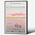 Pink Beach Newspaper Posters Vintage Fashion Coastal Girl Surf Wall Art 24X36 by Unknown