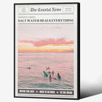 Pink Beach Newspaper Posters Vintage Fashion Coastal Girl Surf Wall Art 24X36 by Unknown