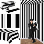Kochorie 100 Ft x 54 Inch Black & White Striped Tablecloth Roll by Kochorie