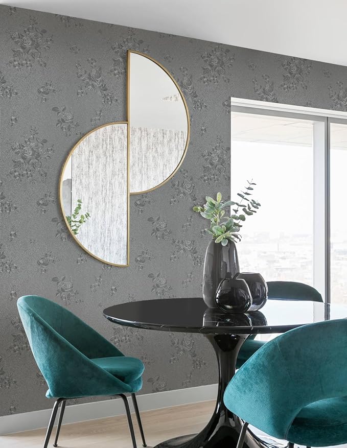 Erfoni 394"x17.7" Grey Floral Embossed Wallpaper - Image 4