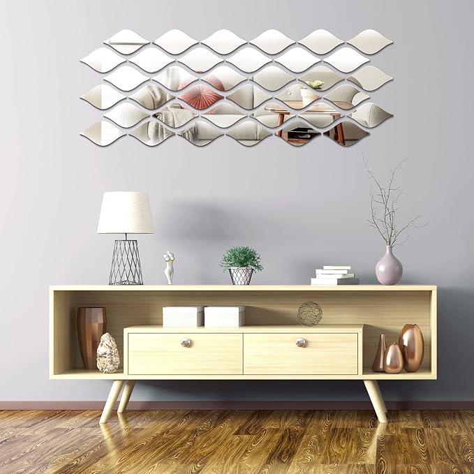 Weysat 30 Pcs Mirror Wall Stickers Decor Acrylic 3D Tear Drop Decorative - Image 6