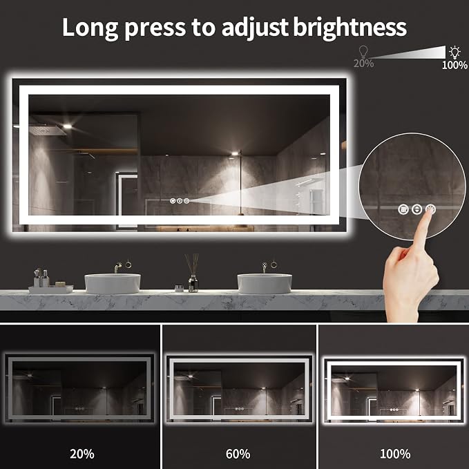 LOAAO 77X36 LED Bathroom Mirror - Image 4