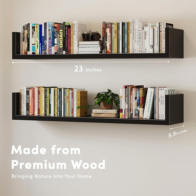 Wall Bookshelf, U Shaped Floating Bookshelf, Hanging Bookshelves - Image 5