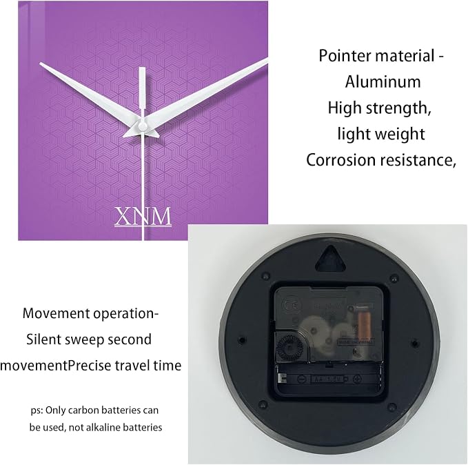 XNM Purple Wall Clock for Girls Bedroom 24 Inch Minimalist Large Wall Clocks - Image 7