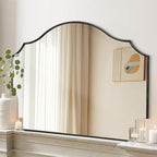 Besdomus Black Scalloped Wall Mirror: 40"x29" Large Modern Wooden Arched by Besdomus