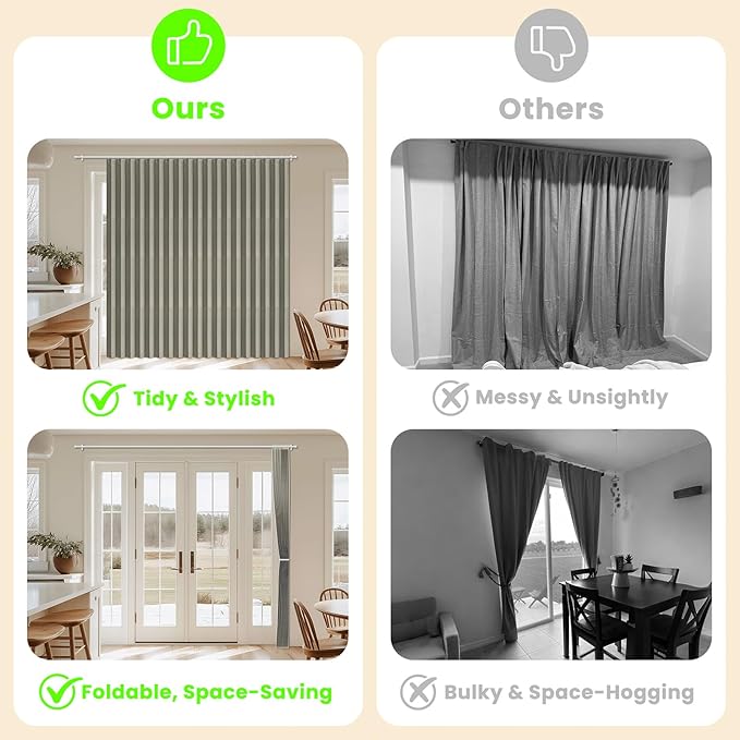 AJAZZ Blackout Accordion Door Curtain 98"x84" Grey - Image 2
