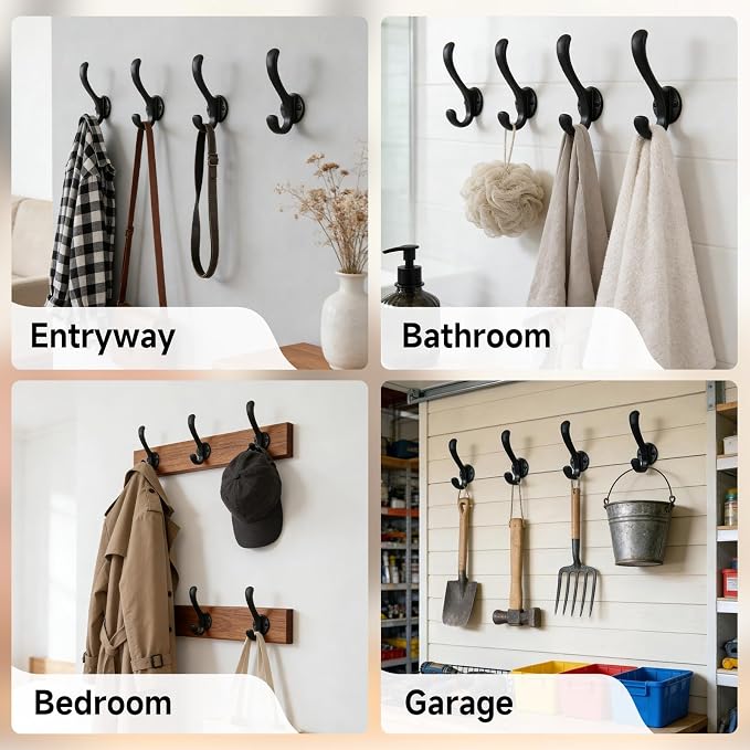 12 Pack Coat Hooks Wall Mount, Heavy Duty Wall Hooks - Image 5