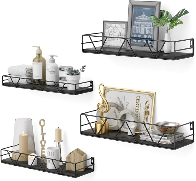 Amaoot Floating Shelves Set of 4, Home Wood Wall Shelf, Farmhouse Shelf by Amoot
