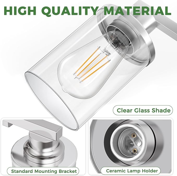 DORESshop 4-Light Vanity Light Fixtures, Chrome Bathroom Light Fixtures Over - Image 4