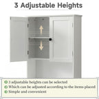 Bathroom Wall Cabinet, Over Toilet Storage Hanging Cabinet Adjustable Shelves - Image 5