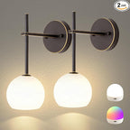 Brown Gold Battery Operated Wall Sconces Set of 2, Rechargeable Wireless Wall by KeepShinning