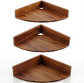 Demigo Corner Shelf Wall Mount Set of 3, Solid Acacia Wood Round Floating by Demigo