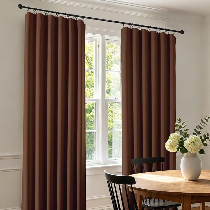 CUCRAF Brown Blackout Curtains 63 inch Length 2 Panels Set, Rod Pocket Room - Image 3