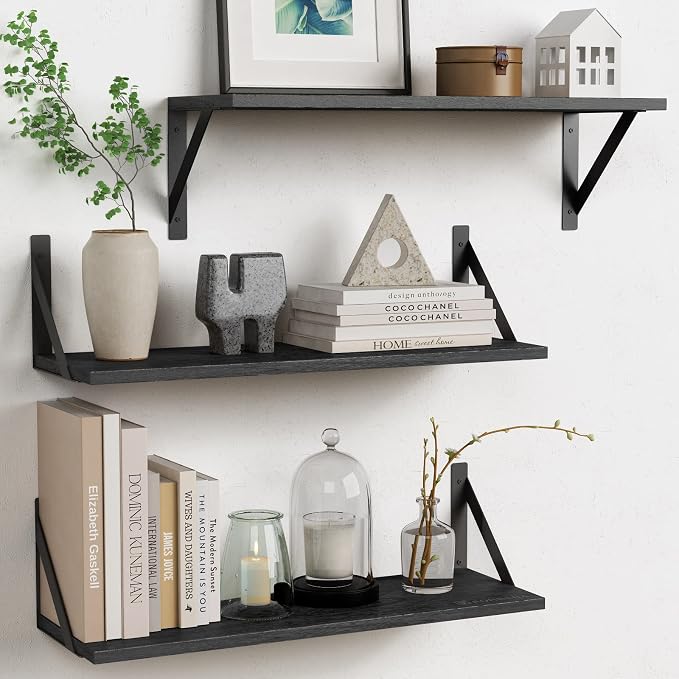 Forbena Large Floating Shelves for Wall 24 Inch Long Set of 3, 8 in Deep Wall by Forbena