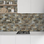 AULIGET 100-Piece Beige & Brown Slate Peel and Stick Backsplash Wall Tiles - Image 2