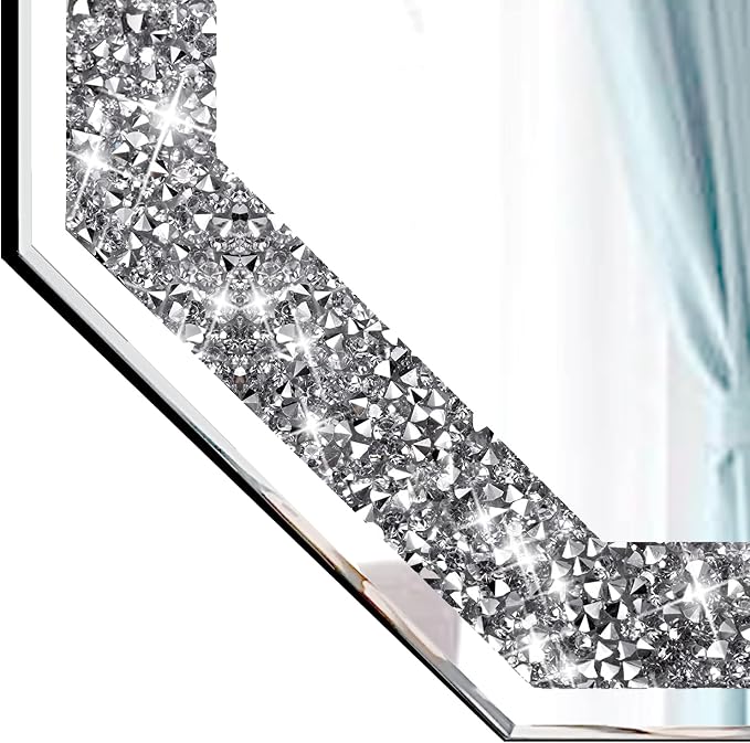 2 Piece Wall Mirrors Octagon, Crush Diamond Mirrors Wall Decor - Image 5