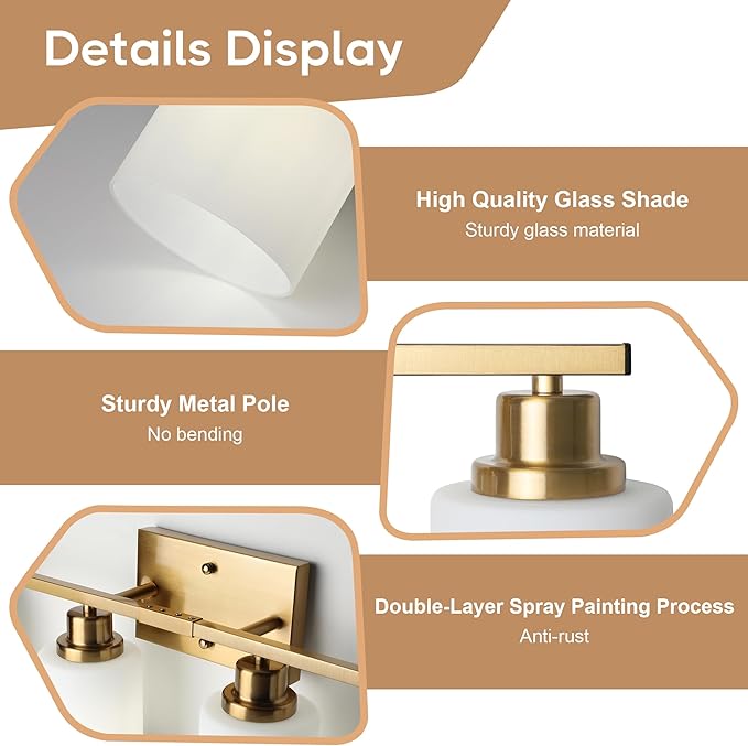 Ascher Bathroom Light Fixtures, 4-Light Vanity Light Over Mirror, Wall Lamp - Image 5