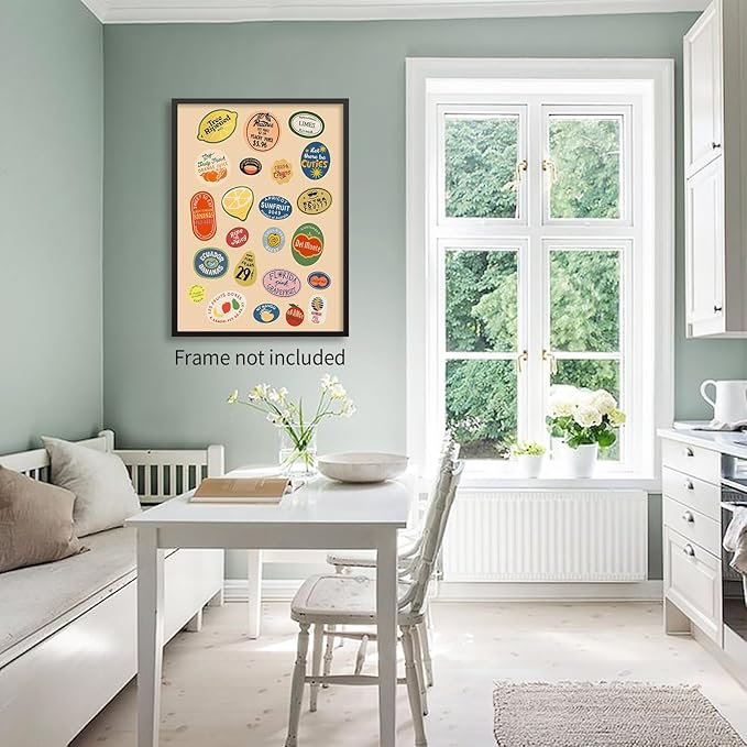 PDFI Trendy Kitchen Canvas Wall Art Vintage Fruit Market Pictures Prints Retro - Image 6