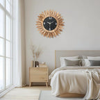Honiway 14 Inch Wall Clock, Rustic Wood Boho Sunburst Decorative Wall Clocks - Image 3