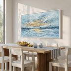 Extra Large Framed Blue Gold Abstract Wall Art - Image 4