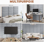 IFNOW Upholstered Wall Mounted Headboard, 3D Soundproof Wall Panels Peel and - Image 6