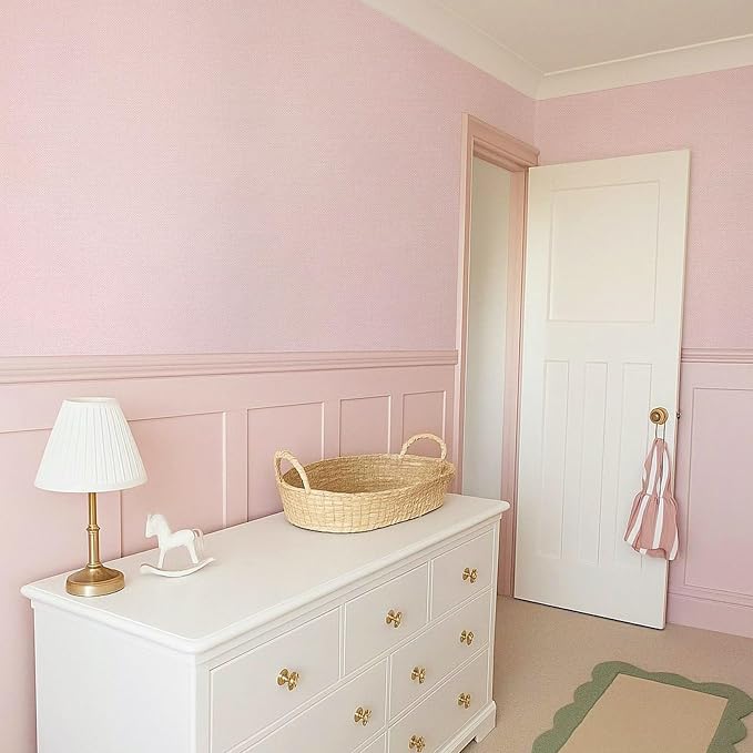 15.75"x787.4" Pink Wallpaper Peel and Stick Removable Grasscloth Textured - Image 2