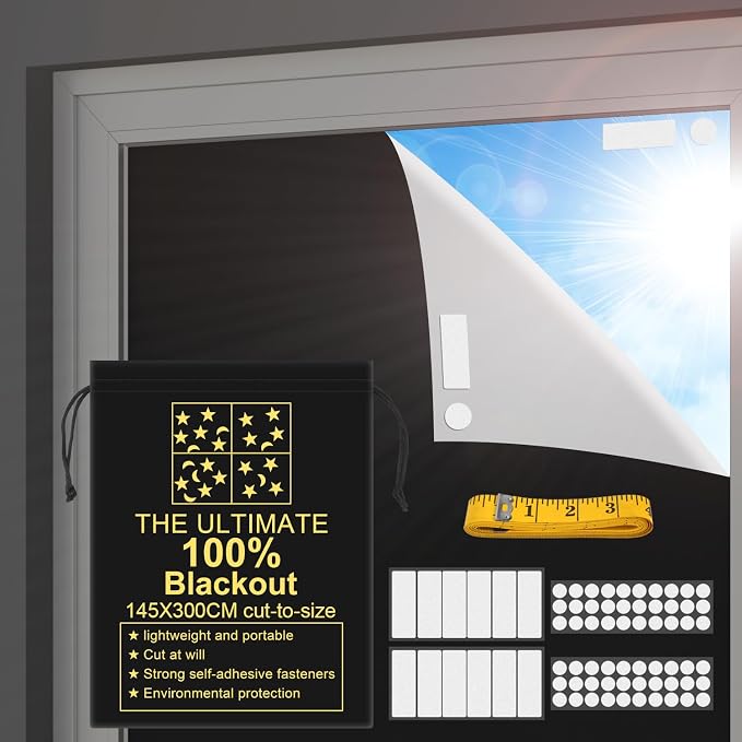 RUseeN Portable Blackout Shades Travel Window Blackout Curtains, 100% Blackout by RUseeN