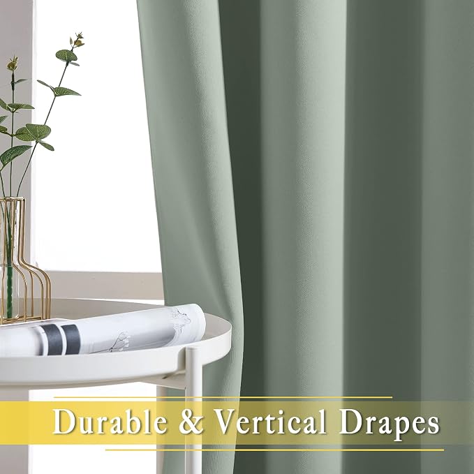 NICETOWN Blackout Sage Green Living Room Divider Curtain - Image 5
