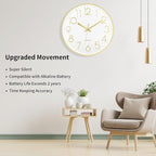 Foxtop 14 Inch Large Wall Clock Silent Non-Ticking Battery Operated Round - Image 3