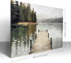 Nature Landscape Large Wall Art Canvas Picture，Horizontal Dock Forest Artwork - Image 2