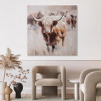 JolyWell Textured Highland Cow Canvas Wall Art Hand painted Farm Animals - Image 5