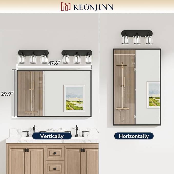 Keonjinn 48 x 30 Inch Brushed Nickel Bathroom Mirrors - Image 5