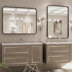 LOAAO 24X32 Inch Black Metal Framed Bathroom Mirror - Image 3