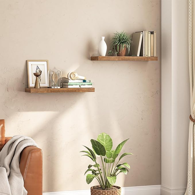 HOOBRO Floating Shelves for Wall, Wall Mounted Shelf Set of 2, 23.6" Hanging - Image 8