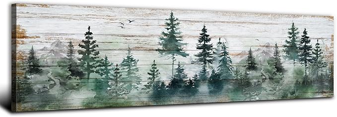 Farmhouse Pine Tree Wall Art Forest Picture Wall Decor Rustic Wood Mountain by AREBOLOLLC