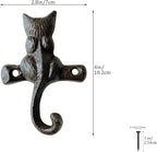 Rustic Cat-Shaped Decorative Wall Hook Rack Hangers - Image 2