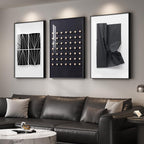 Large Framed Modern Elegant Black and White Abstract Wall Art - Image 2