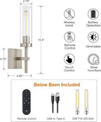 SANTOSTOCK Brushed Nickel Battery Operated Wall Sconces - Image 2