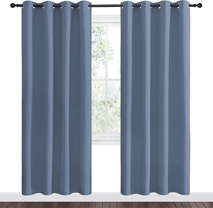 NICETOWN Stone Blue Room Darkening Curtain Panels 78" Length - Image 2