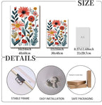 KISSFOX Framed Colorful Wildflower Canvas Wall Art Set Of 3 Flowers Pictures - Image 4