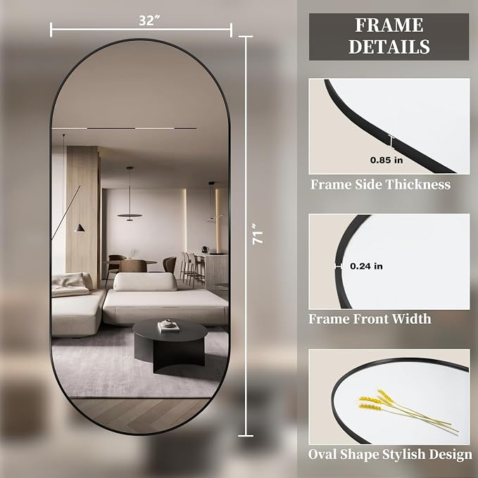 Oval Full Length Mirror, Ultra-Clear Explosion-Proof Dressing Mirror, Simple - Image 8