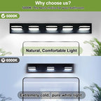 360° Rotate LED Bathroom Vanity Light Fixtures, 2100LM Acrylic Matte Black - Image 4