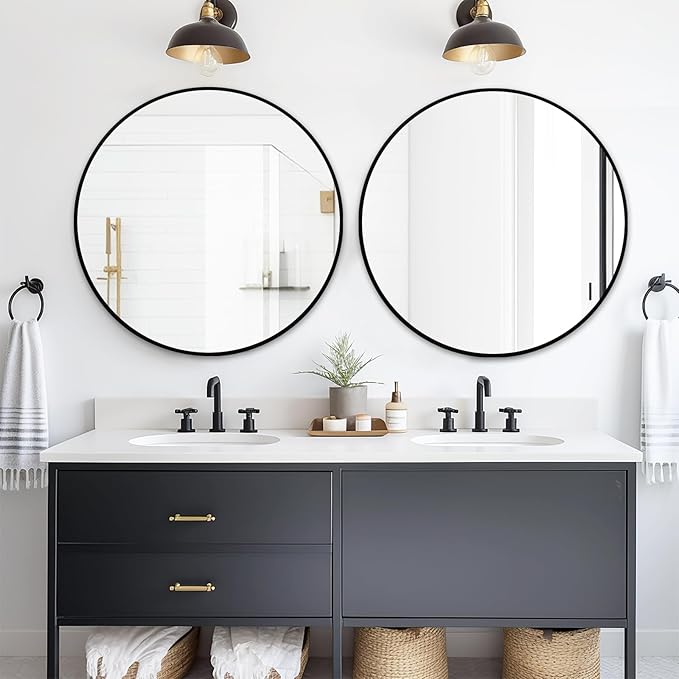 Fabuday Black Round Mirror for Wall 26 inch - Image 2